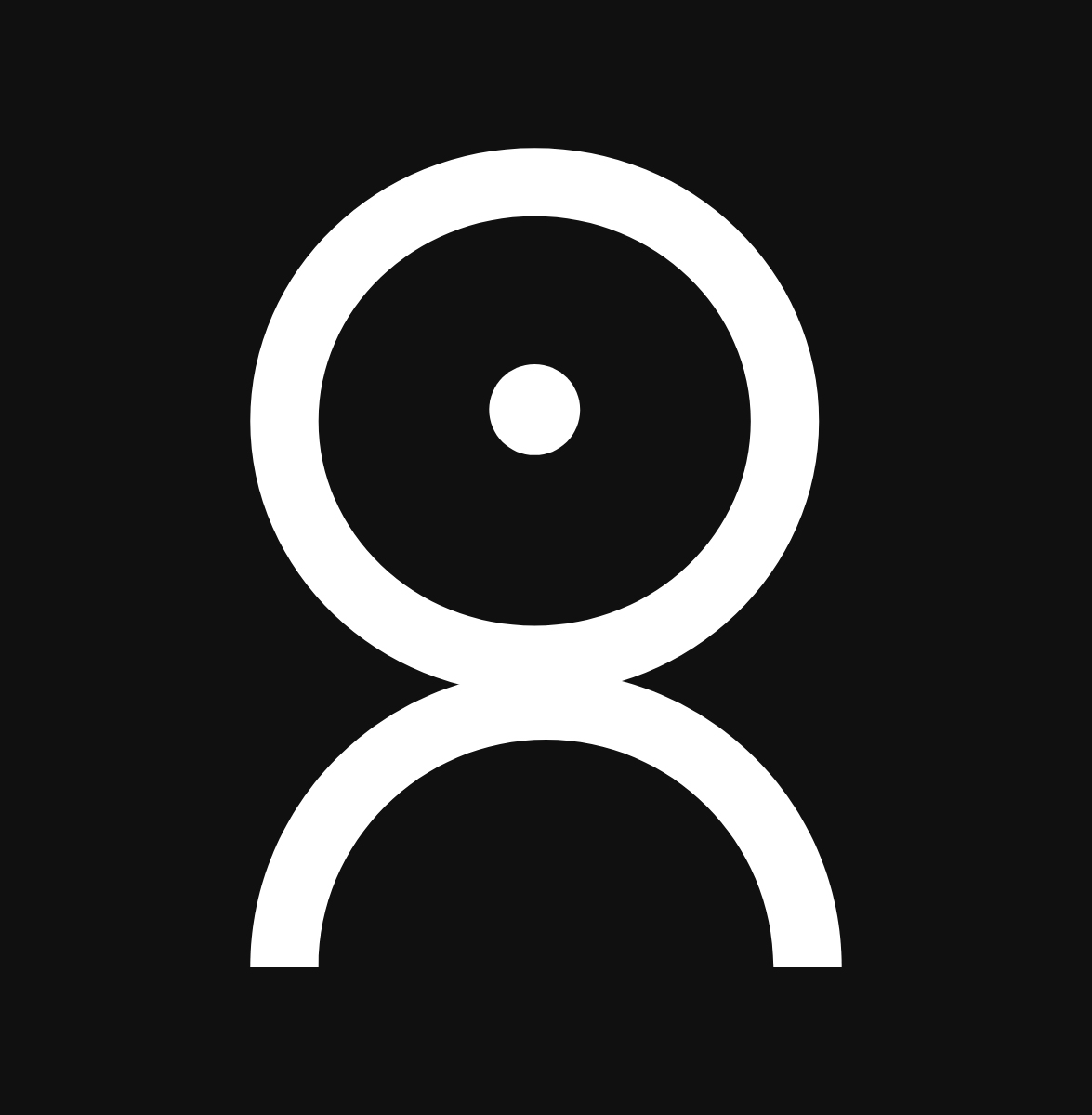 Default person placeholder image: minimalist white circular icon resembling a person